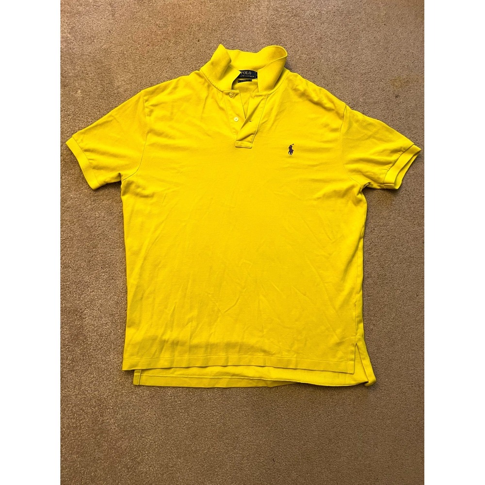 Polo Ralph Lauren Polo Shirt Mens Large Yellow Classic Fit Embroidered Pony Logo